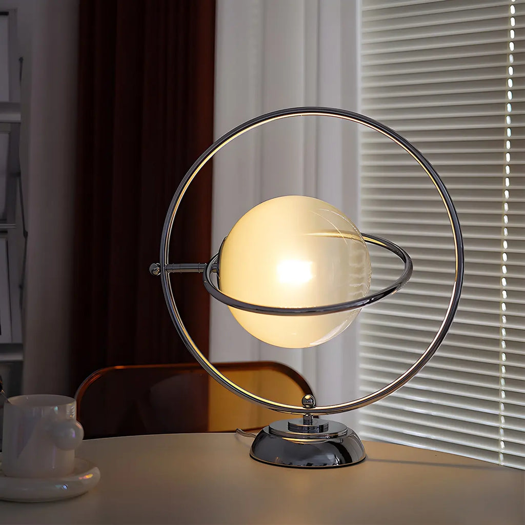 Art Deco Glass Globe Silver Table Lamp for Living Room