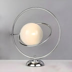 Art Deco Glass Globe Silver Table Lamp for Living Room