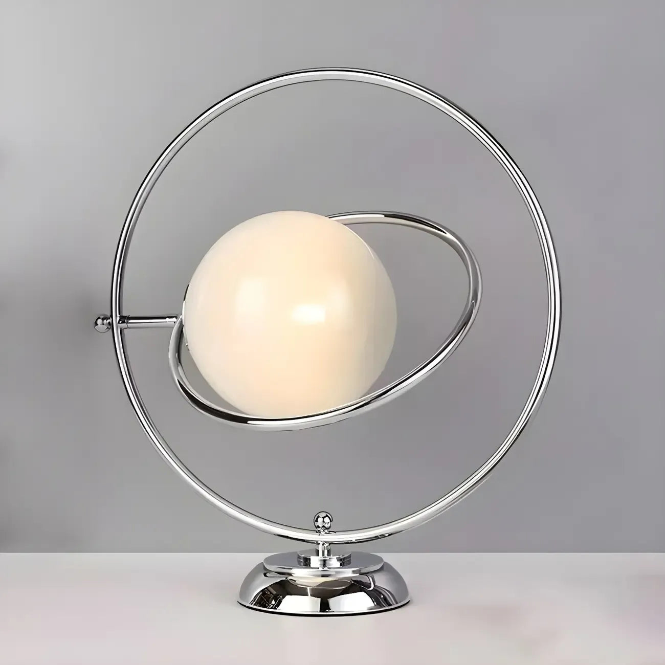 Art Deco Glass Globe Silver Table Lamp for Living Room