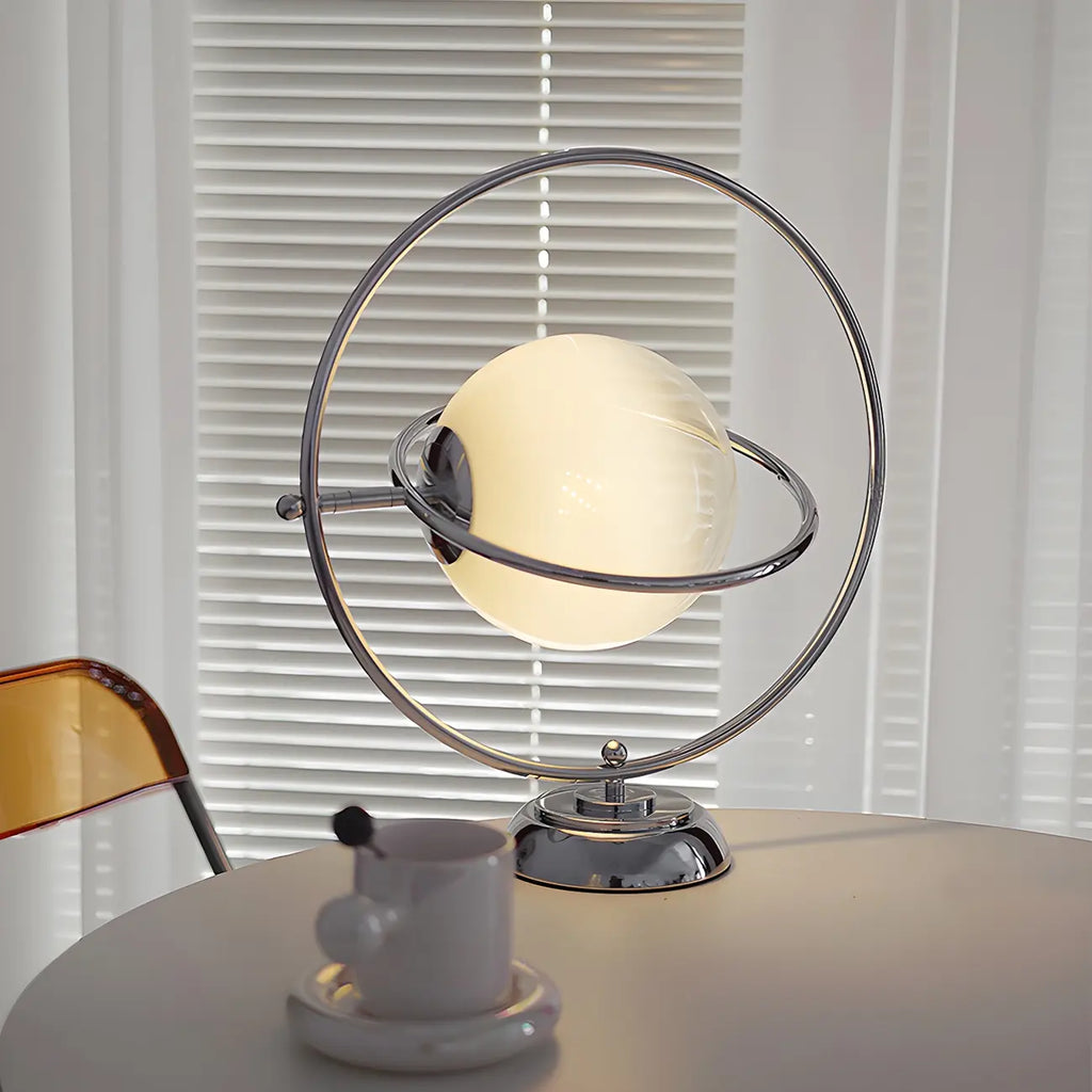 Art Deco Glass Globe Silver Table Lamp for Living Room