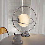 Art Deco Glass Globe Silver Table Lamp for Living Room
