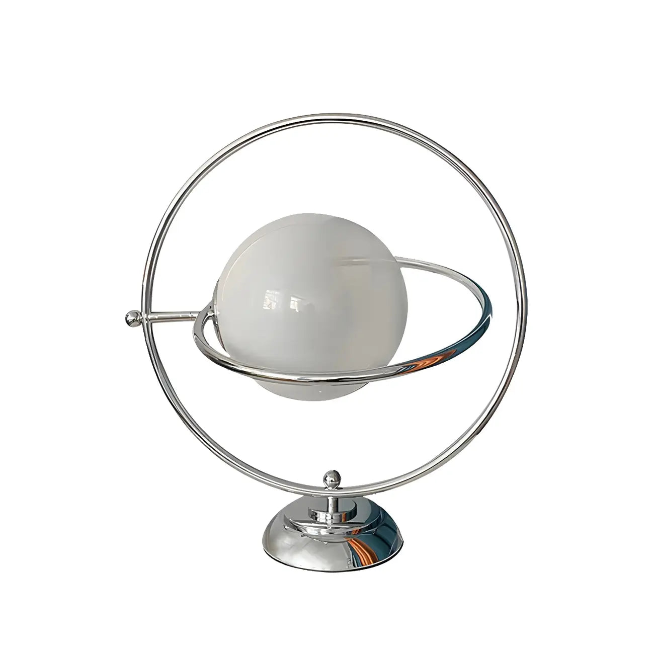 Art Deco Glass Globe Silver Table Lamp for Living Room