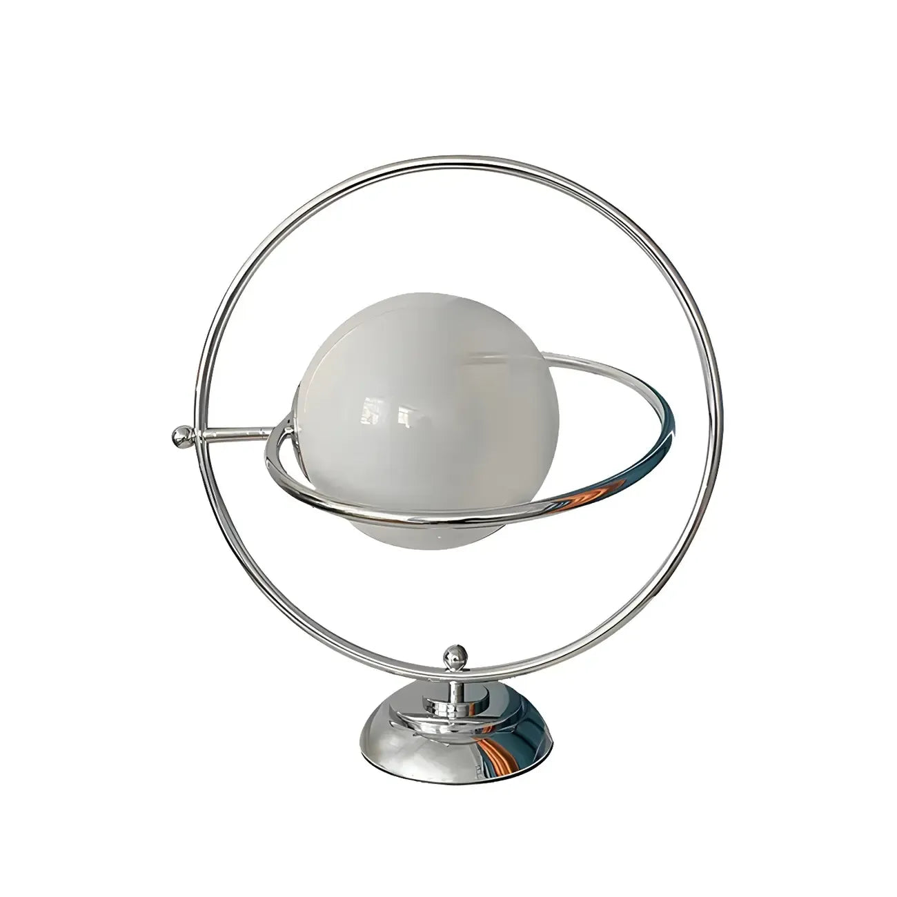 Art Deco Glass Globe Silver Table Lamp for Living Room