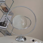 Art Deco Glass Globe Silver Table Lamp for Living Room