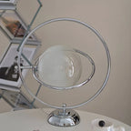 Art Deco Glass Globe Silver Table Lamp for Living Room
