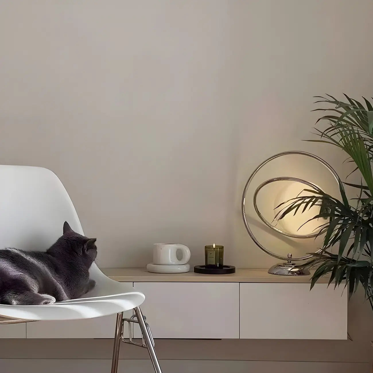 Art Deco Glass Globe Silver Table Lamp for Living Room