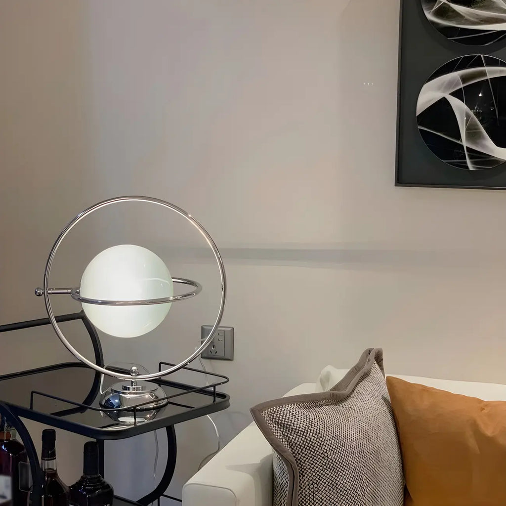 Art Deco Glass Globe Silver Table Lamp for Living Room