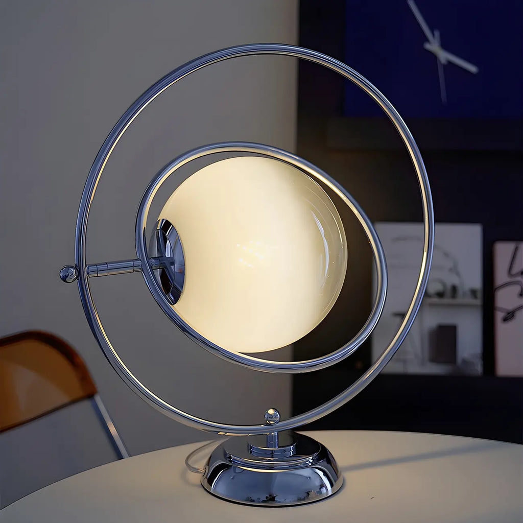 Art Deco Glass Globe Silver Table Lamp for Living Room