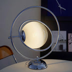 Art Deco Glass Globe Silver Table Lamp for Living Room