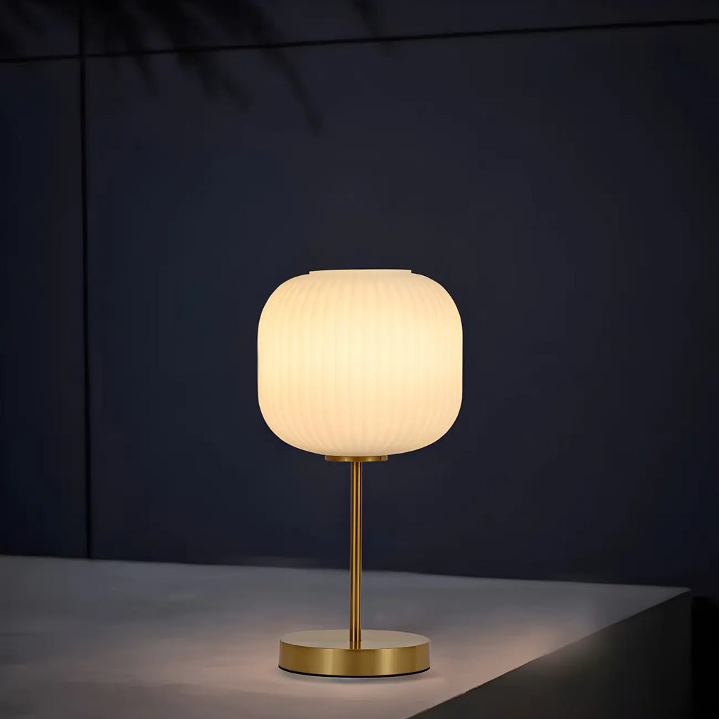 Modern White Glass Shade Goleden Table Lamp for Bedroom