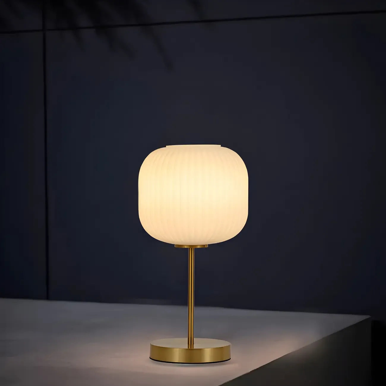 Modern White Glass Shade Goleden Table Lamp for Bedroom