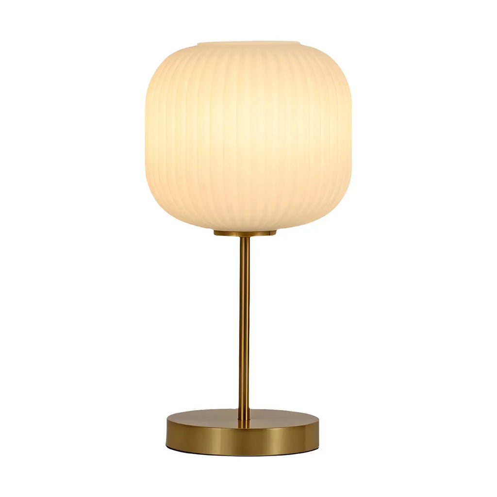Modern White Glass Shade Goleden Table Lamp for Bedroom