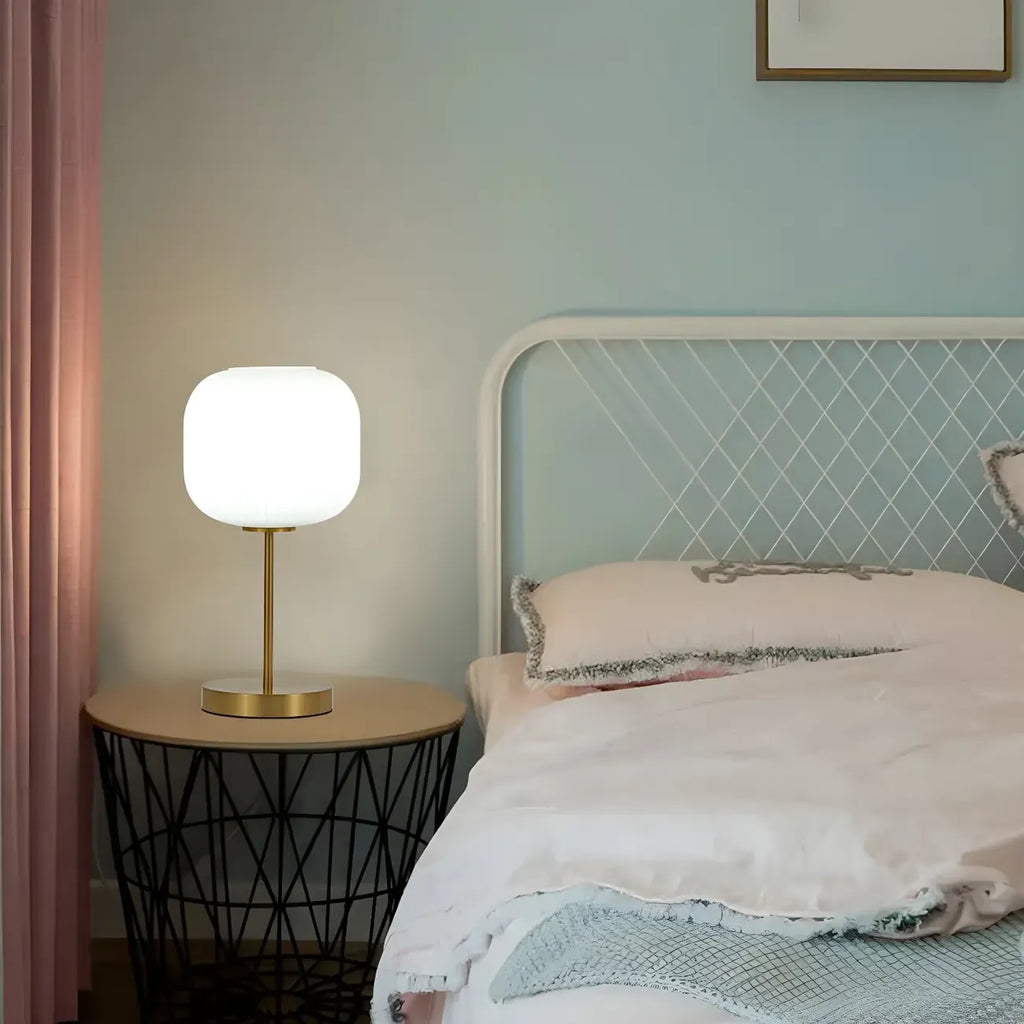 Modern White Glass Shade Goleden Table Lamp for Bedroom
