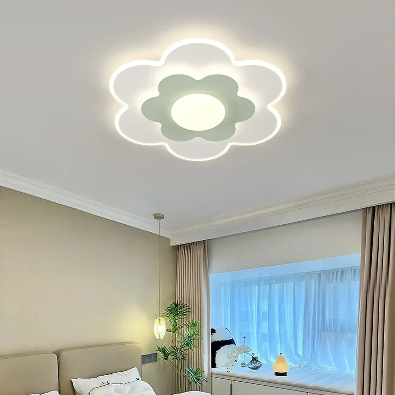 Dimmable Floral LED Ceiling Light with Acrylic Shade