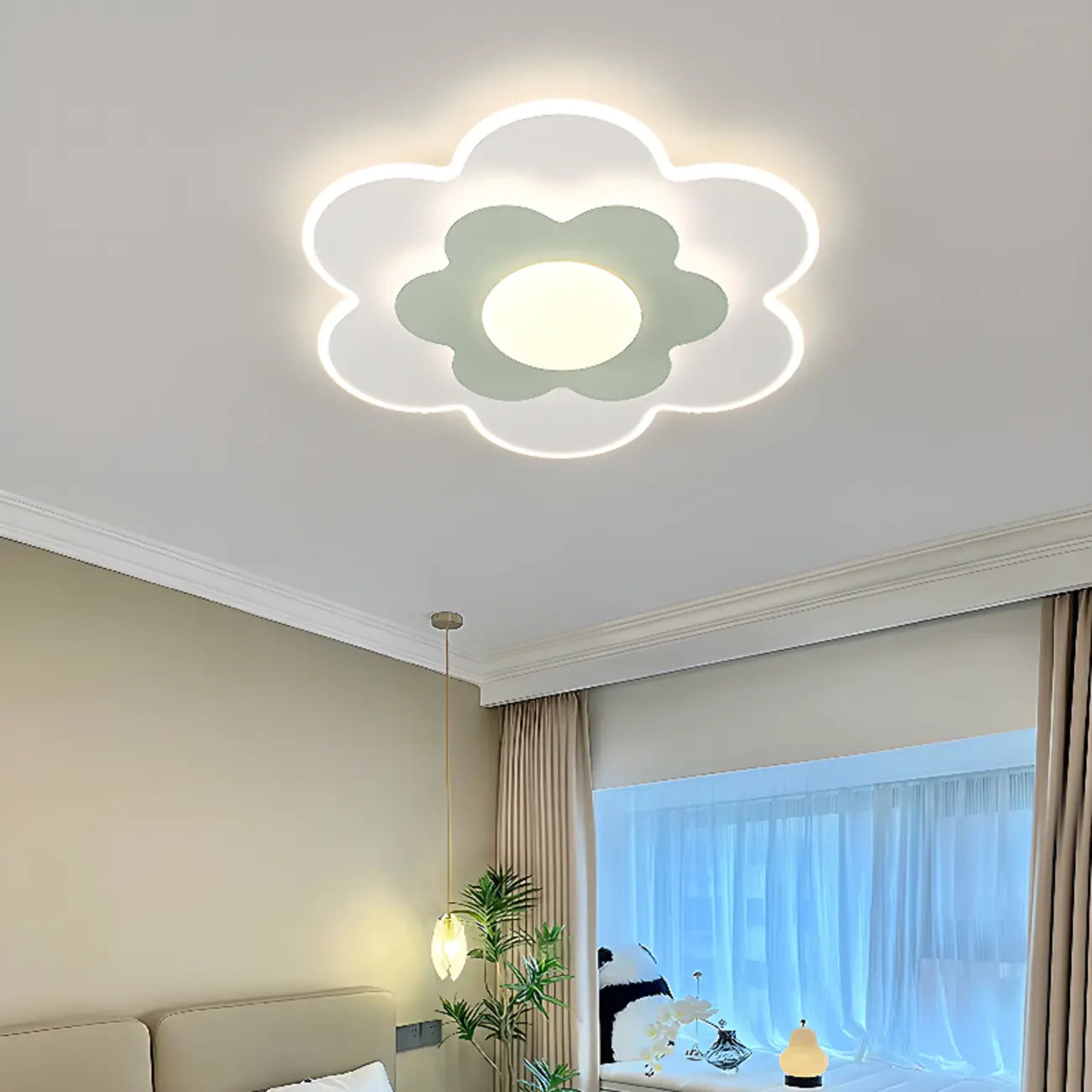 Dimmable Floral LED Ceiling Light with Acrylic Shade