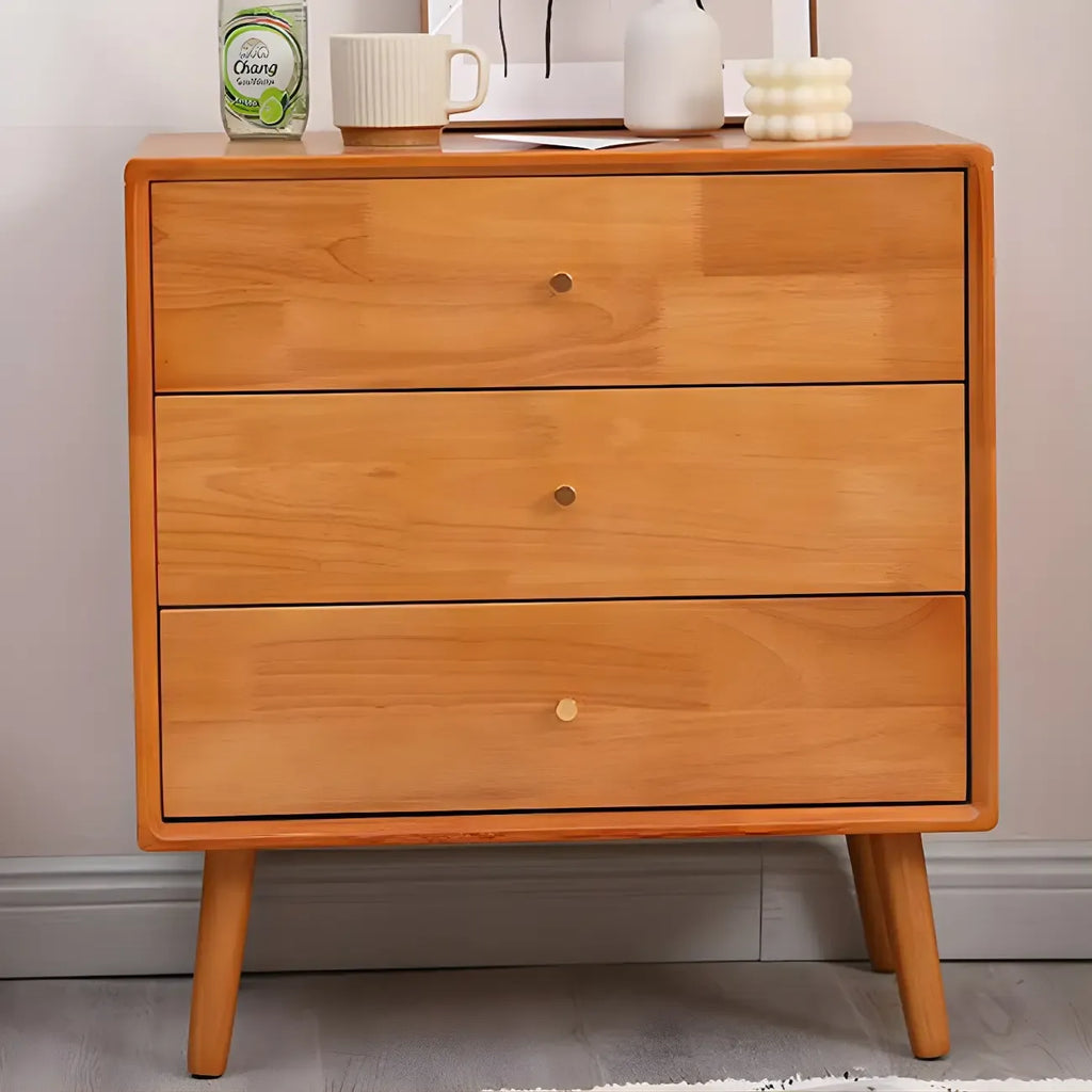 Retro Natural Wood Combo Dresser with Cabinets and Shelves