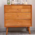 Retro Natural Wood Combo Dresser with Cabinets and Shelves
