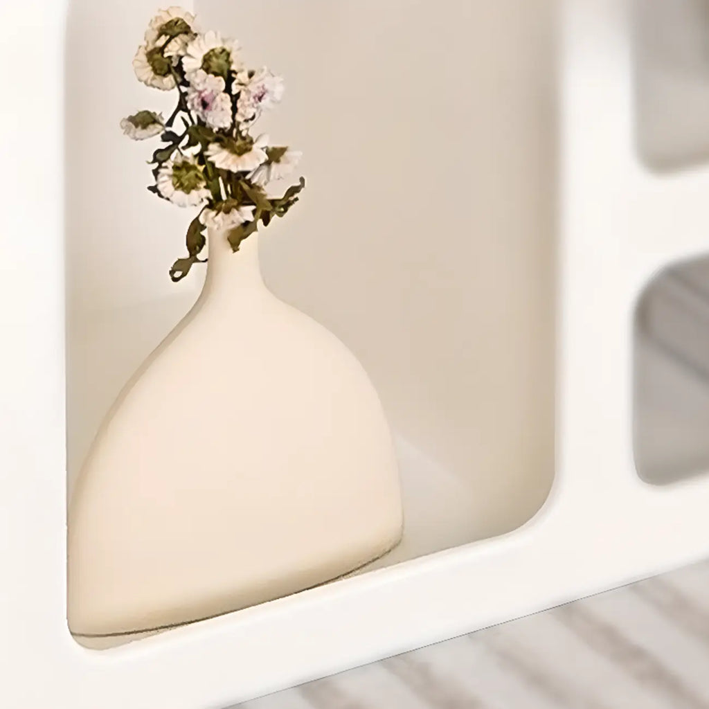 79 Minimalist White Rectangle Wood Open Storage TV Stand