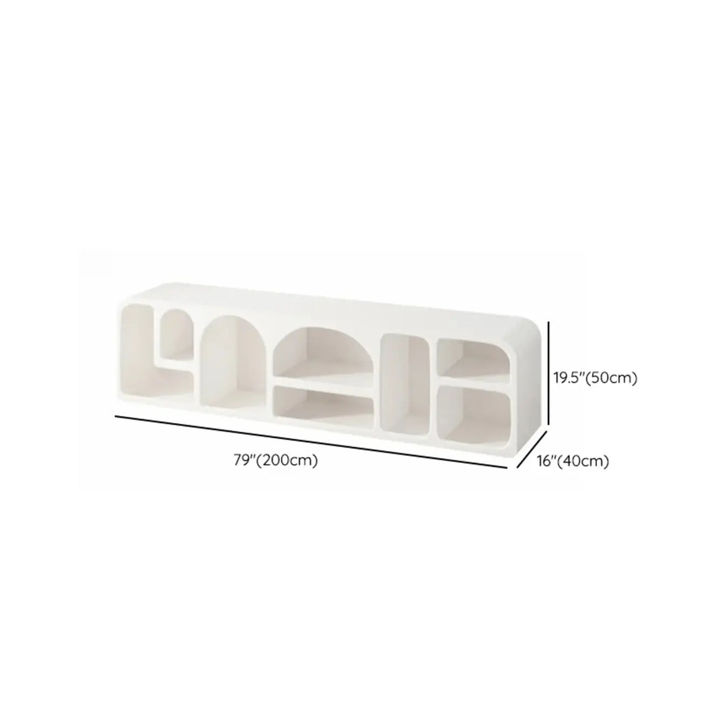 79 Minimalist White Rectangle Wood Open Storage TV Stand
