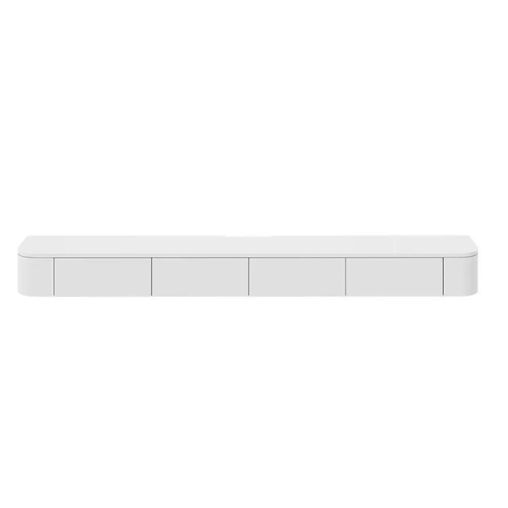 Rectangle White Solid Wood Floating TV Stand with Storage