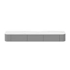 Rectangle White Solid Wood Floating TV Stand with Storage