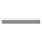 Rectangle White Solid Wood Floating TV Stand with Storage