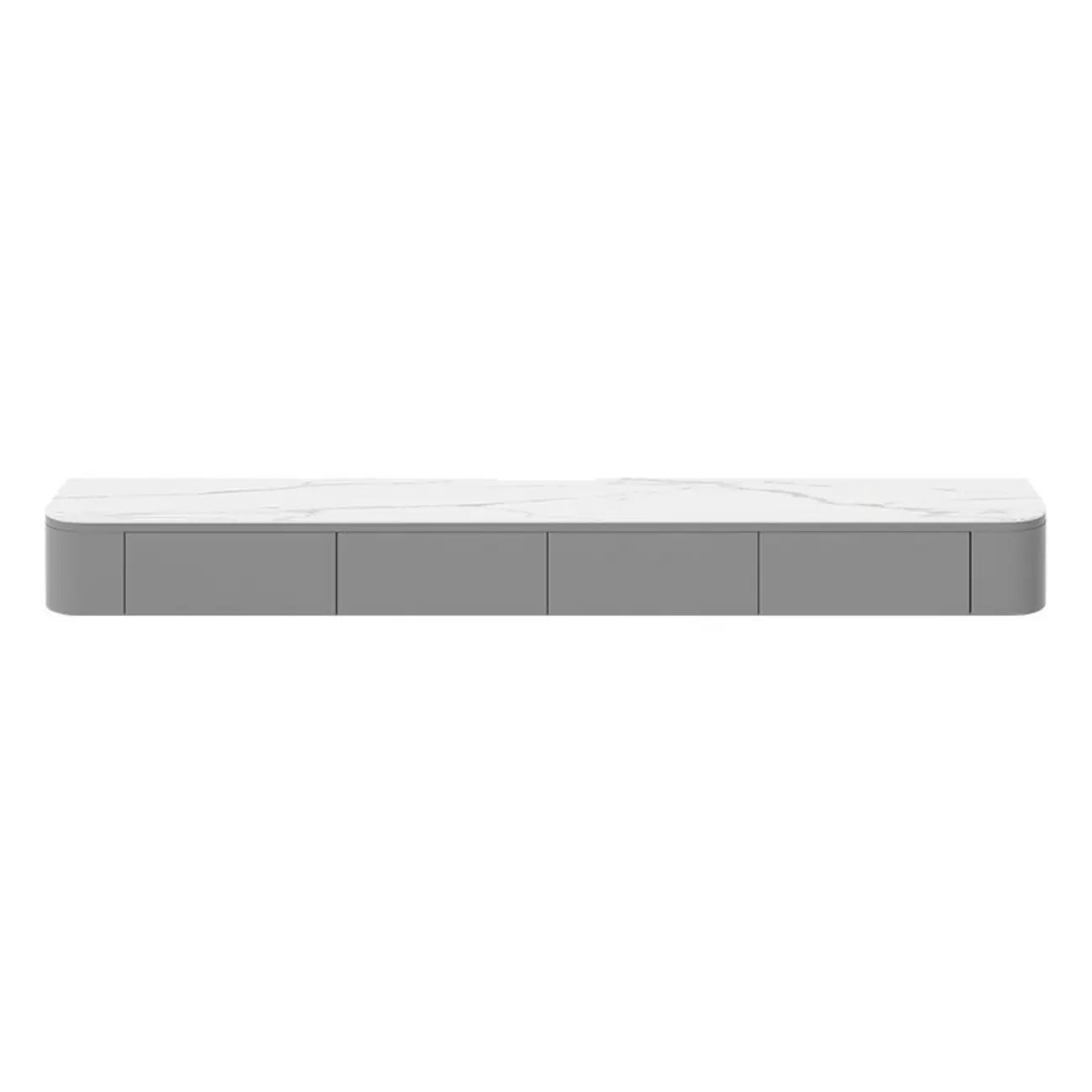 Rectangle White Solid Wood Floating TV Stand with Storage