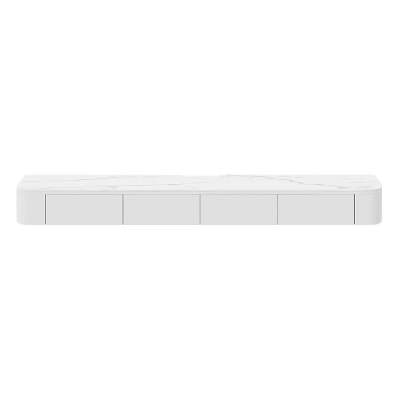 Rectangle White Solid Wood Floating TV Stand with Storage