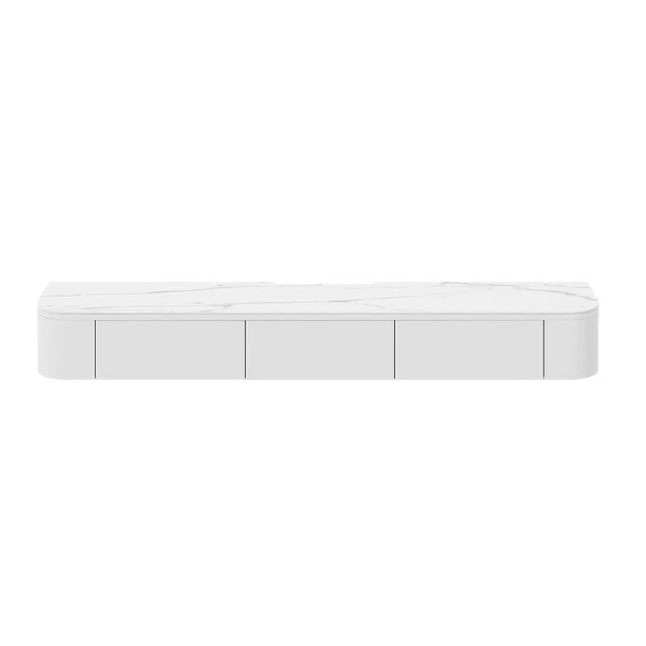 Rectangle White Solid Wood Floating TV Stand with Storage
