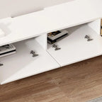 Rectangle White Solid Wood Floating TV Stand with Storage