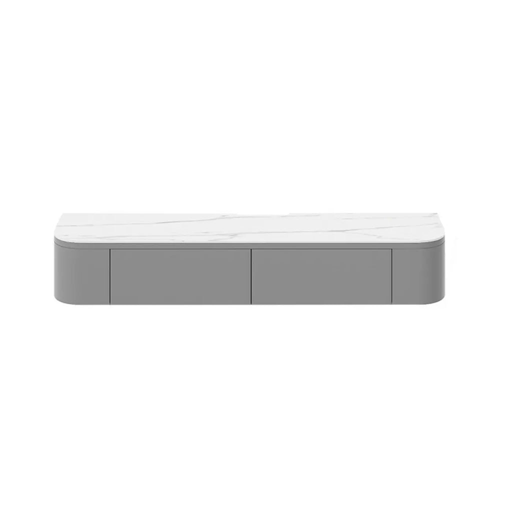 Rectangle White Solid Wood Floating TV Stand with Storage