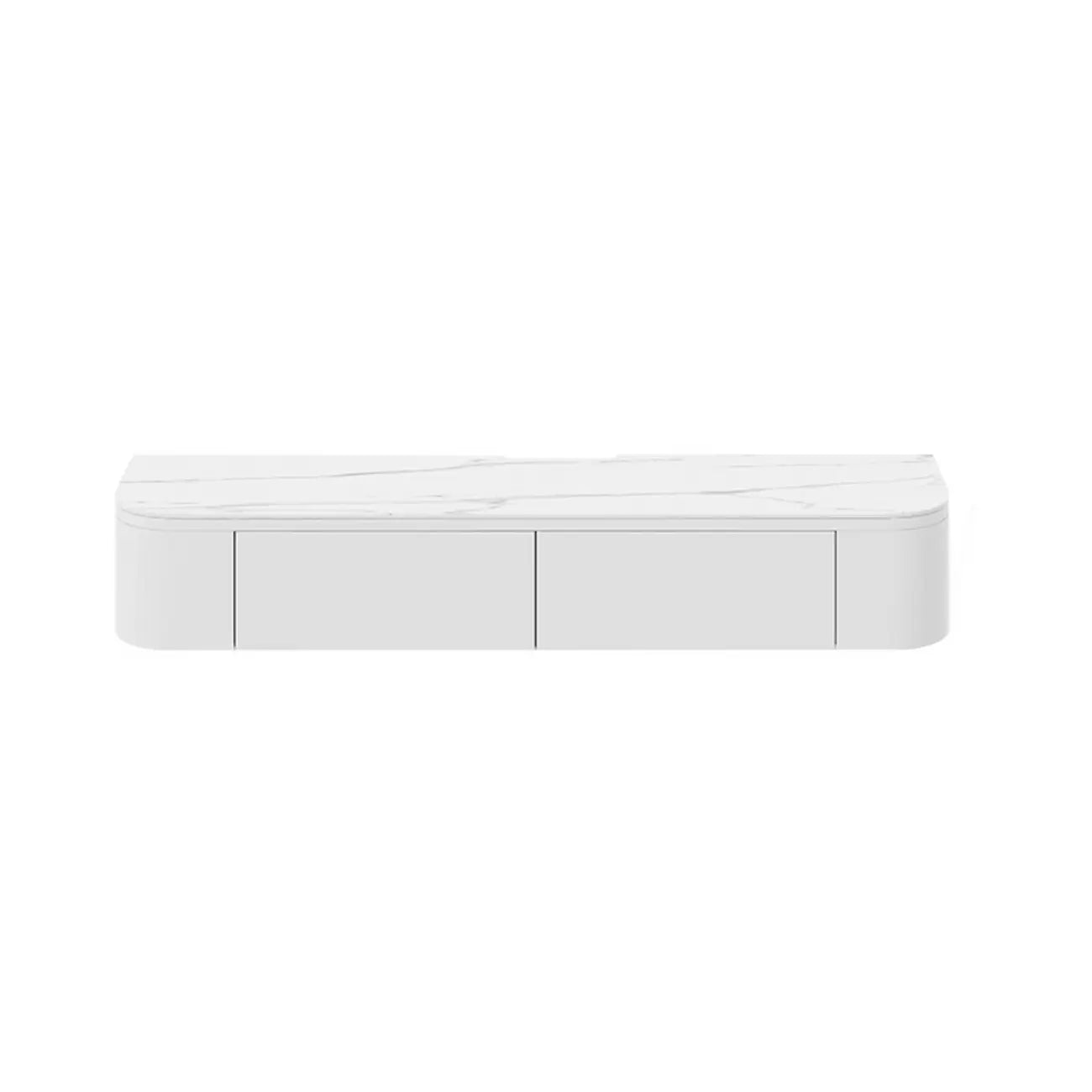 Rectangle White Solid Wood Floating TV Stand with Storage