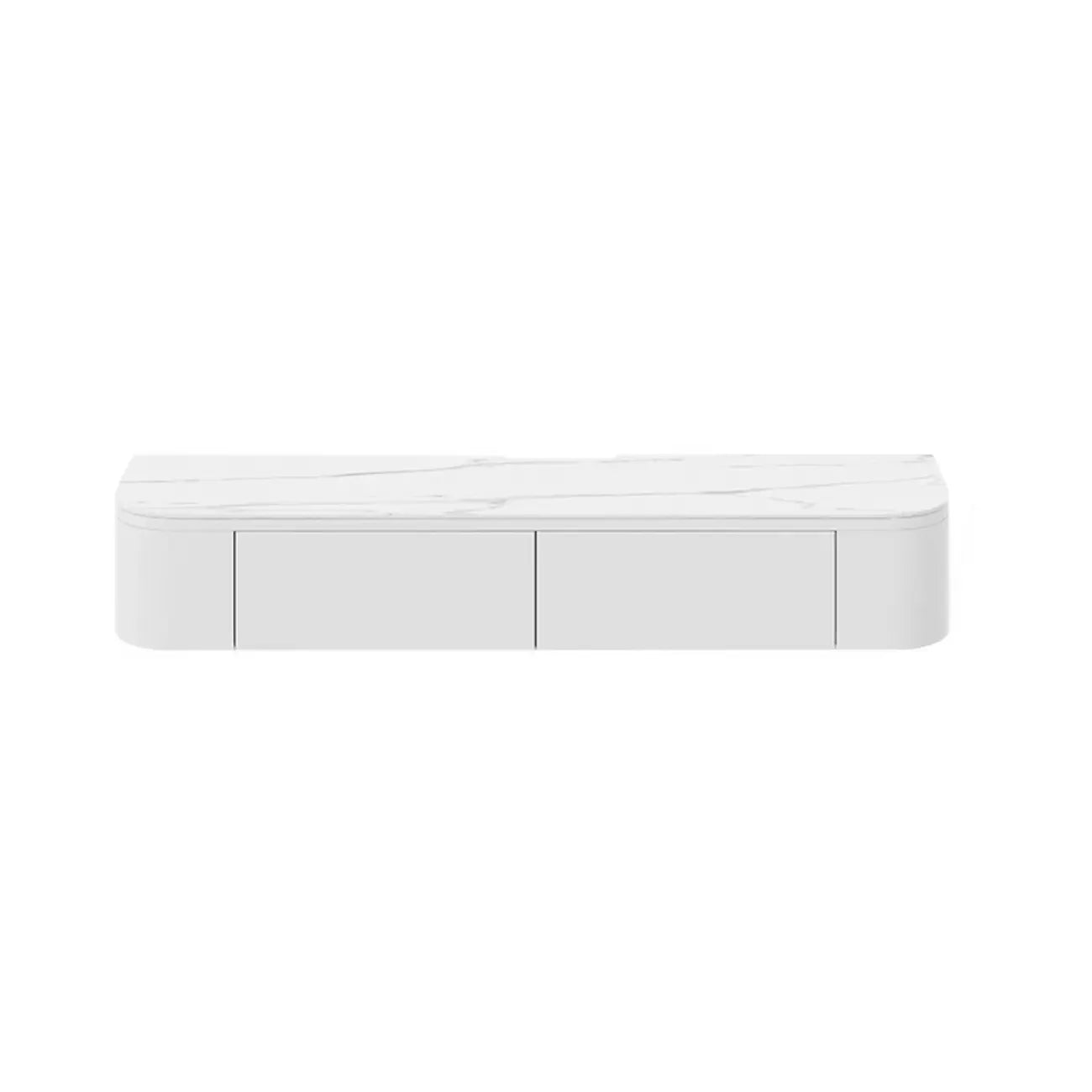 Rectangle White Solid Wood Floating TV Stand with Storage