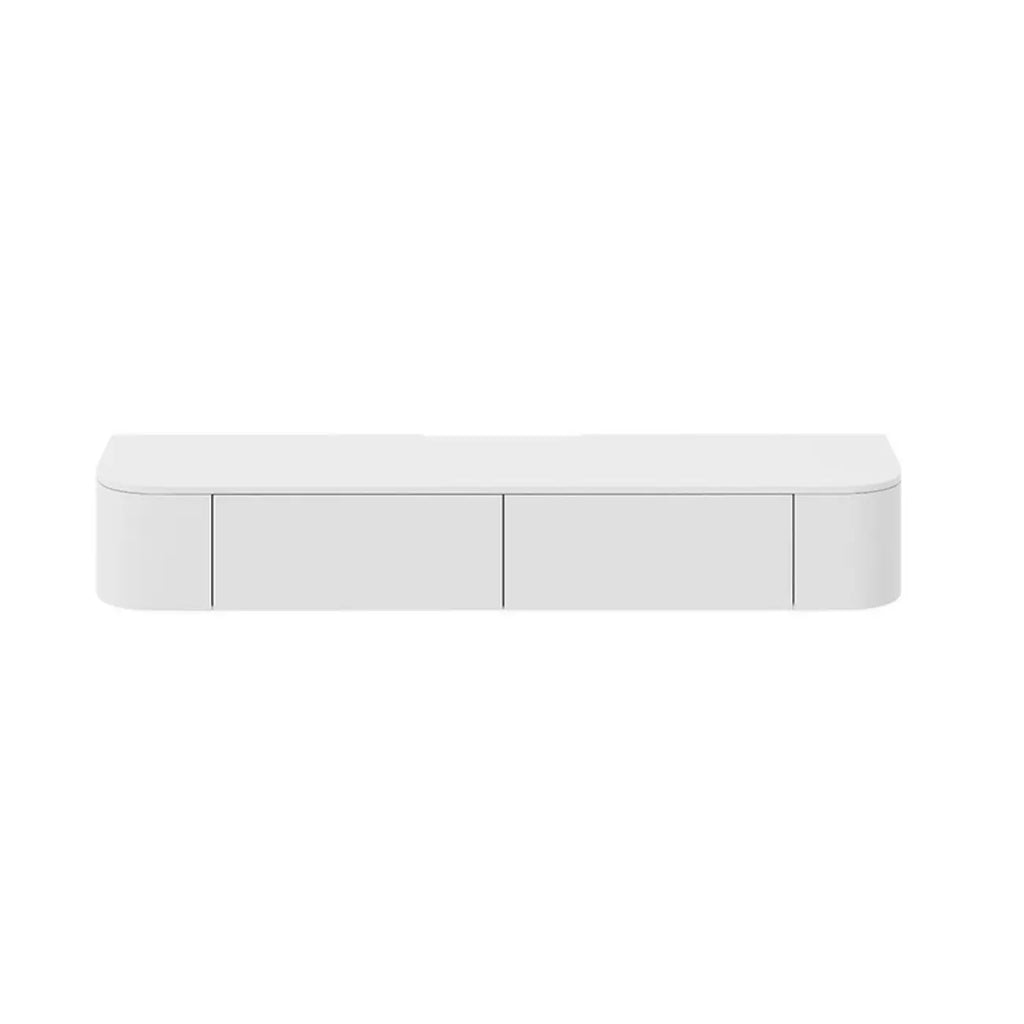 Rectangle White Solid Wood Floating TV Stand with Storage