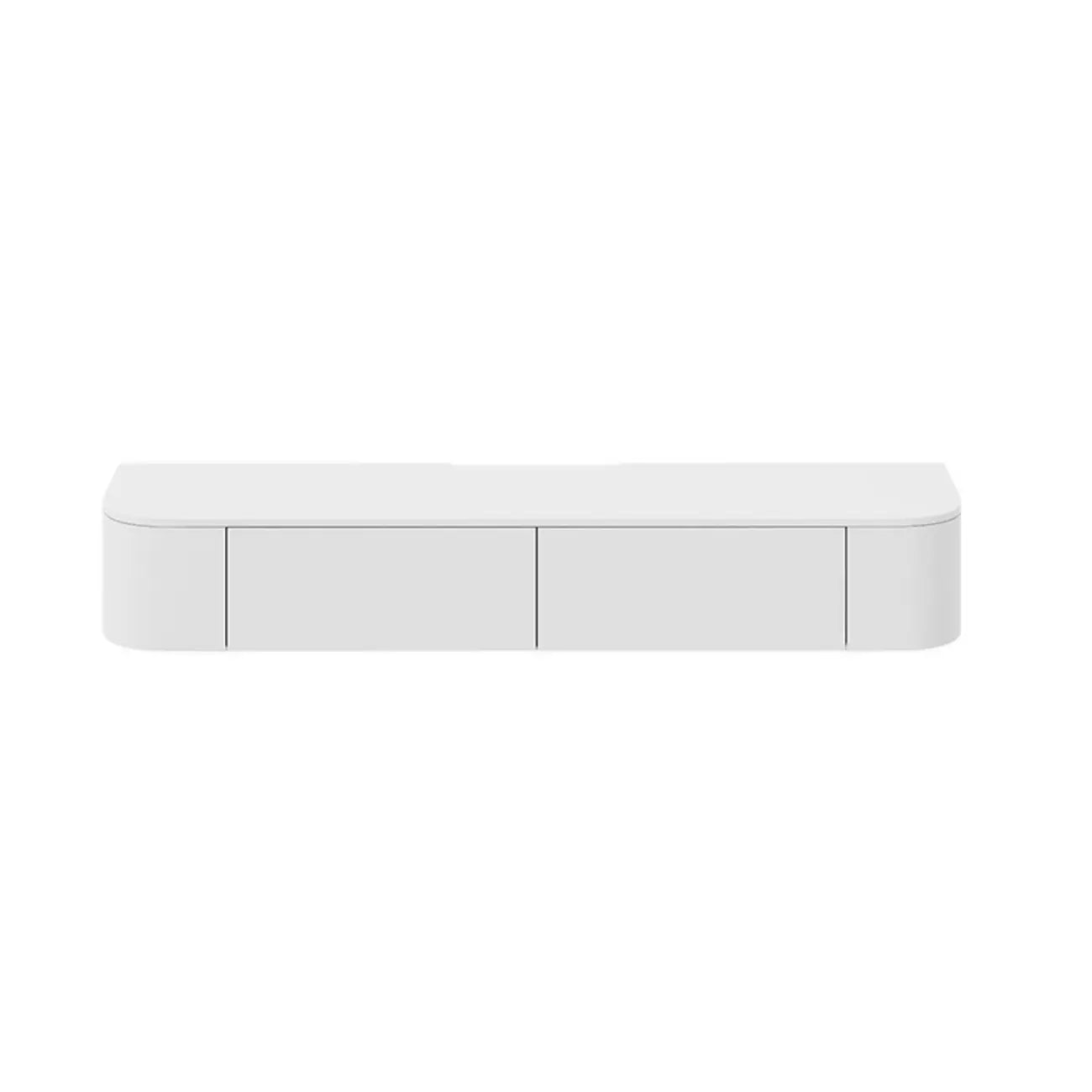 Rectangle White Solid Wood Floating TV Stand with Storage