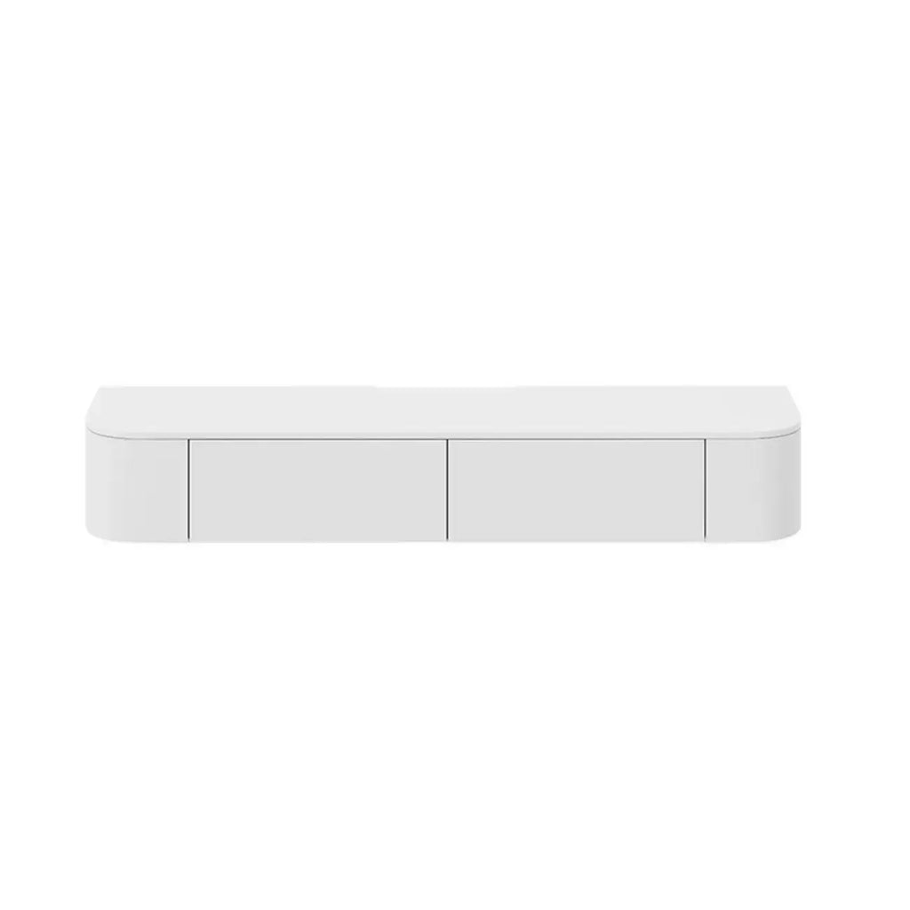 Rectangle White Solid Wood Floating TV Stand with Storage
