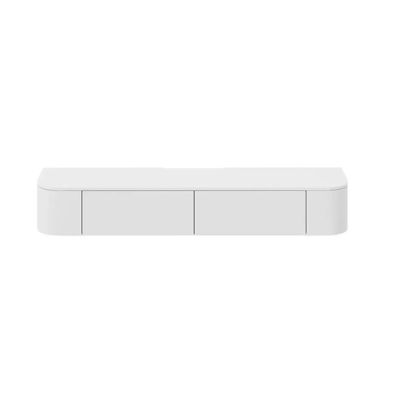 Rectangle White Solid Wood Floating TV Stand with Storage