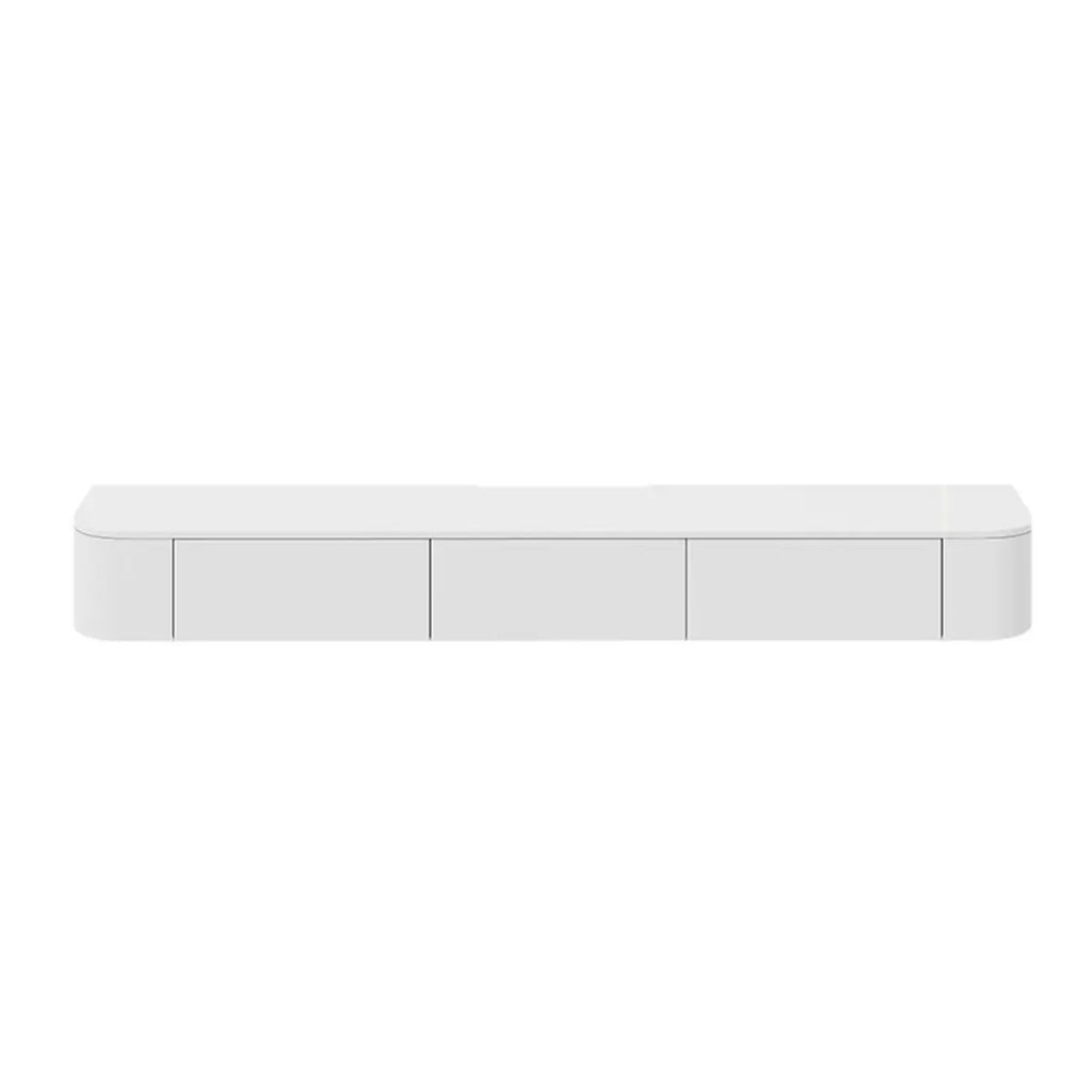 Rectangle White Solid Wood Floating TV Stand with Storage