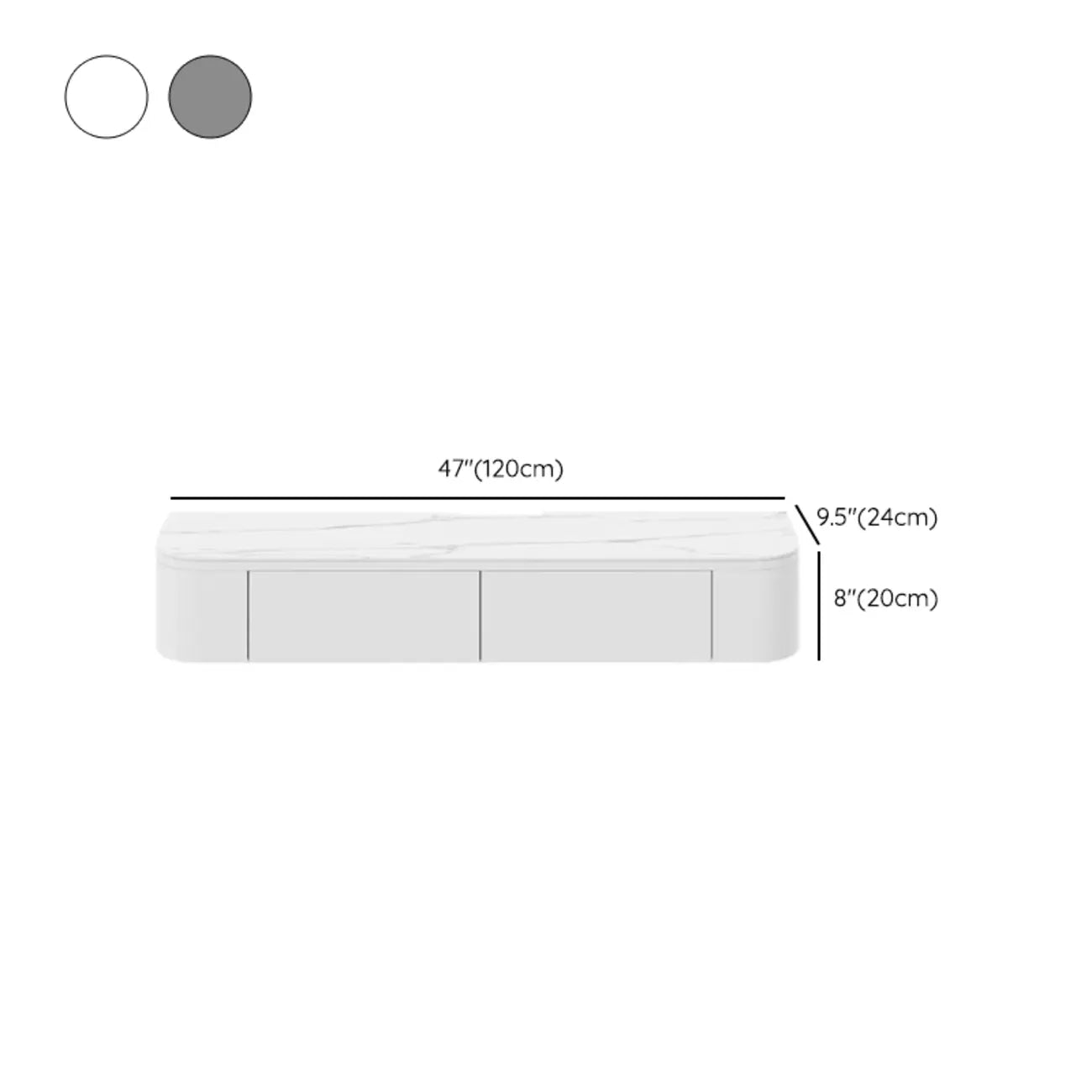 Rectangle White Solid Wood Floating TV Stand with Storage