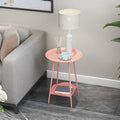 2-Tier Black Metal Side Table with Tray Top and Storage