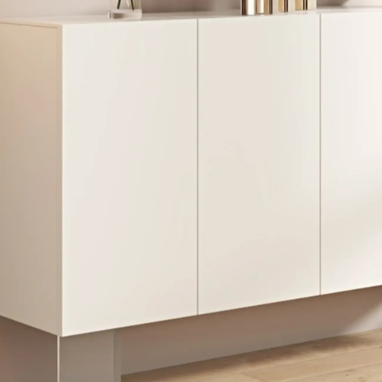 Minimalistic White Rectangular Accent Cabinet for Living Room
