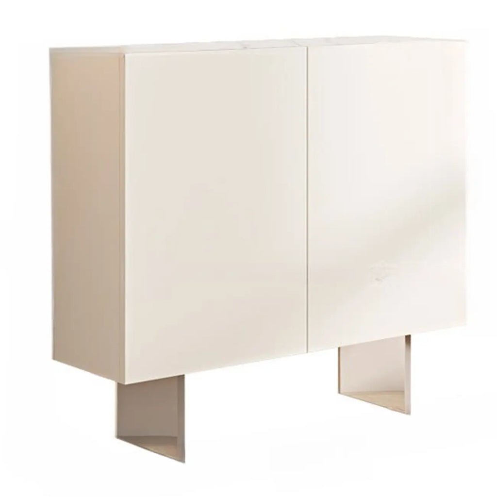 Minimalistic White Rectangular Accent Cabinet for Living Room