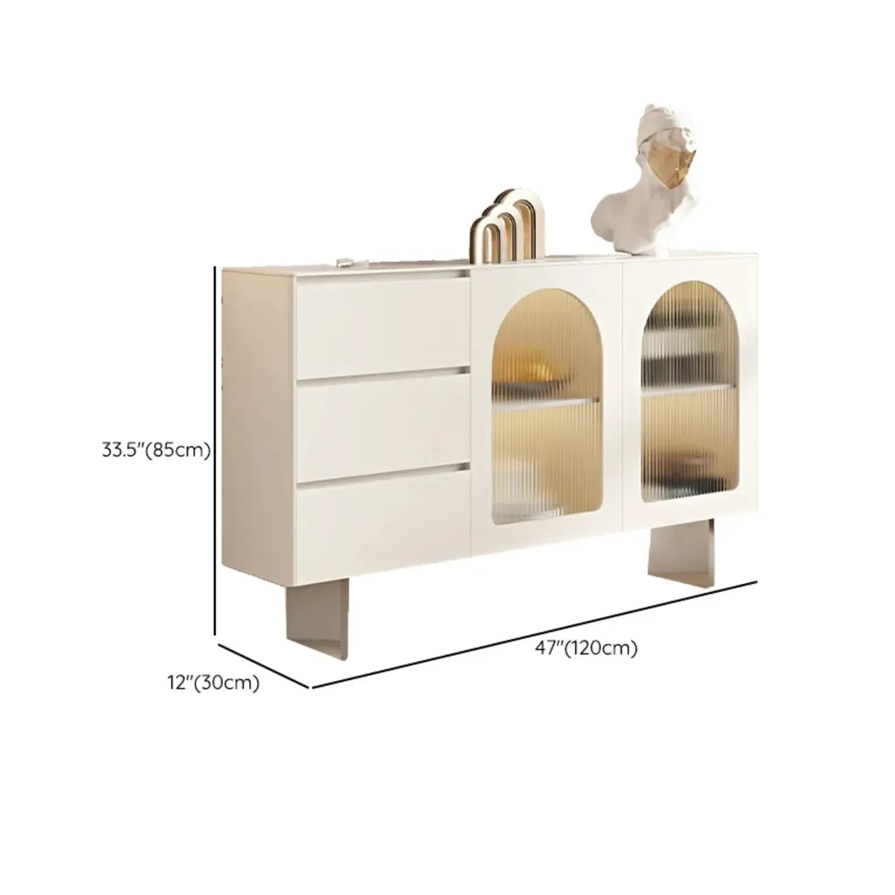 Minimalistic White Rectangular Accent Cabinet for Living Room