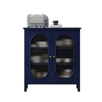 3 Tiers Modern Wood Rectangular Accent Cabinet  with Glass Door