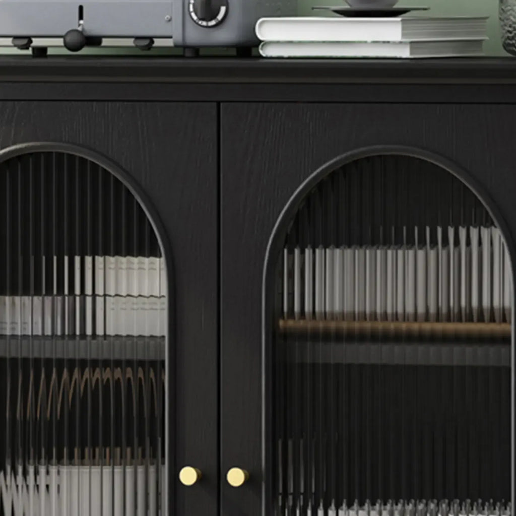 3 Tiers Modern Wood Rectangular Accent Cabinet  with Glass Door