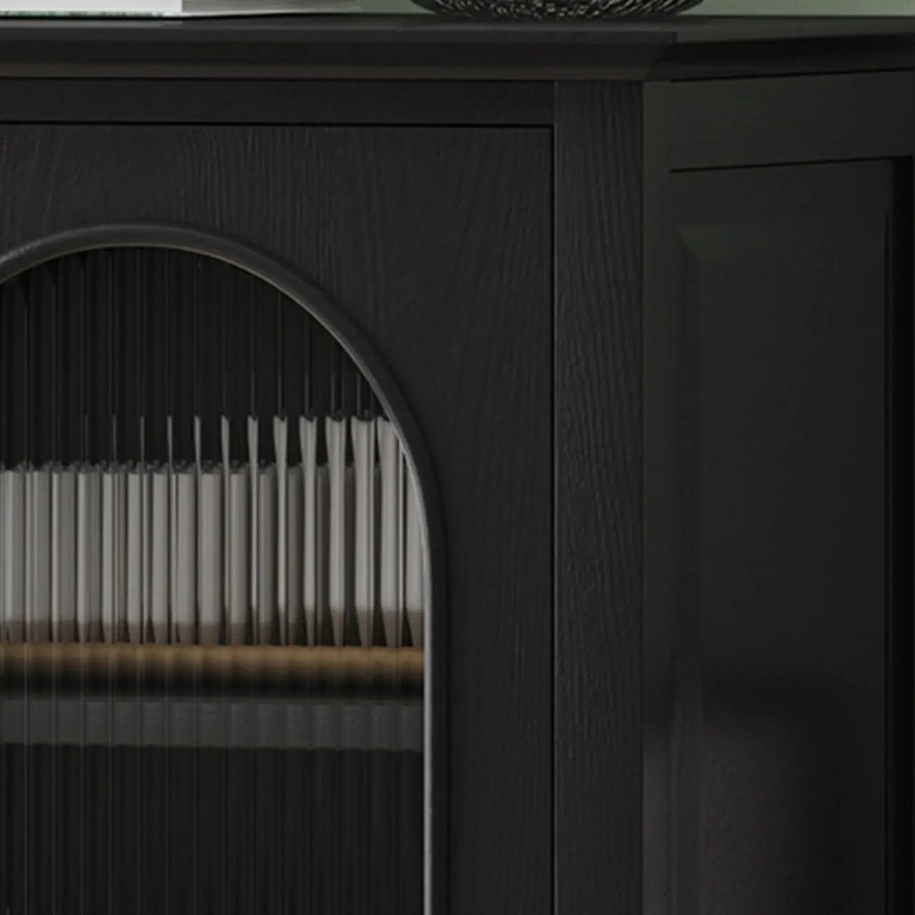 3 Tiers Modern Wood Rectangular Accent Cabinet  with Glass Door