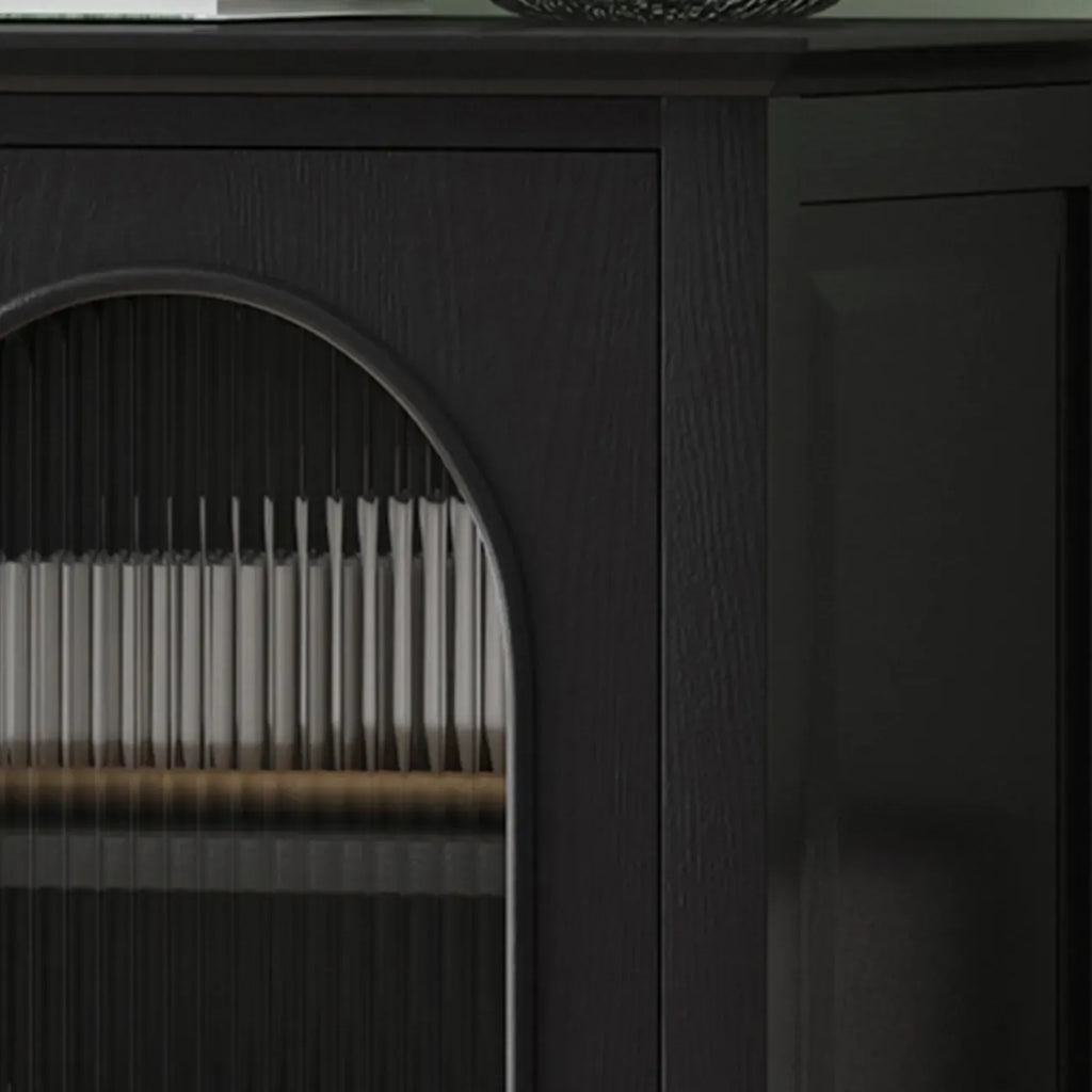 3 Tiers Modern Wood Rectangular Accent Cabinet  with Glass Door