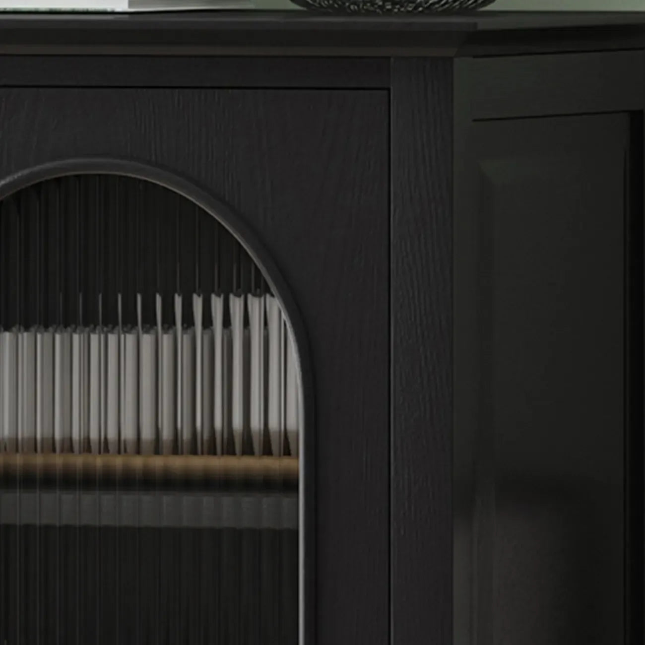 3 Tiers Modern Wood Rectangular Accent Cabinet  with Glass Door