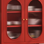 3 Tiers Modern Wood Rectangular Accent Cabinet  with Glass Door