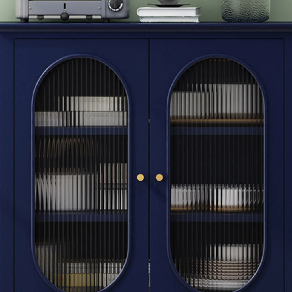 3 Tiers Modern Wood Rectangular Accent Cabinet  with Glass Door